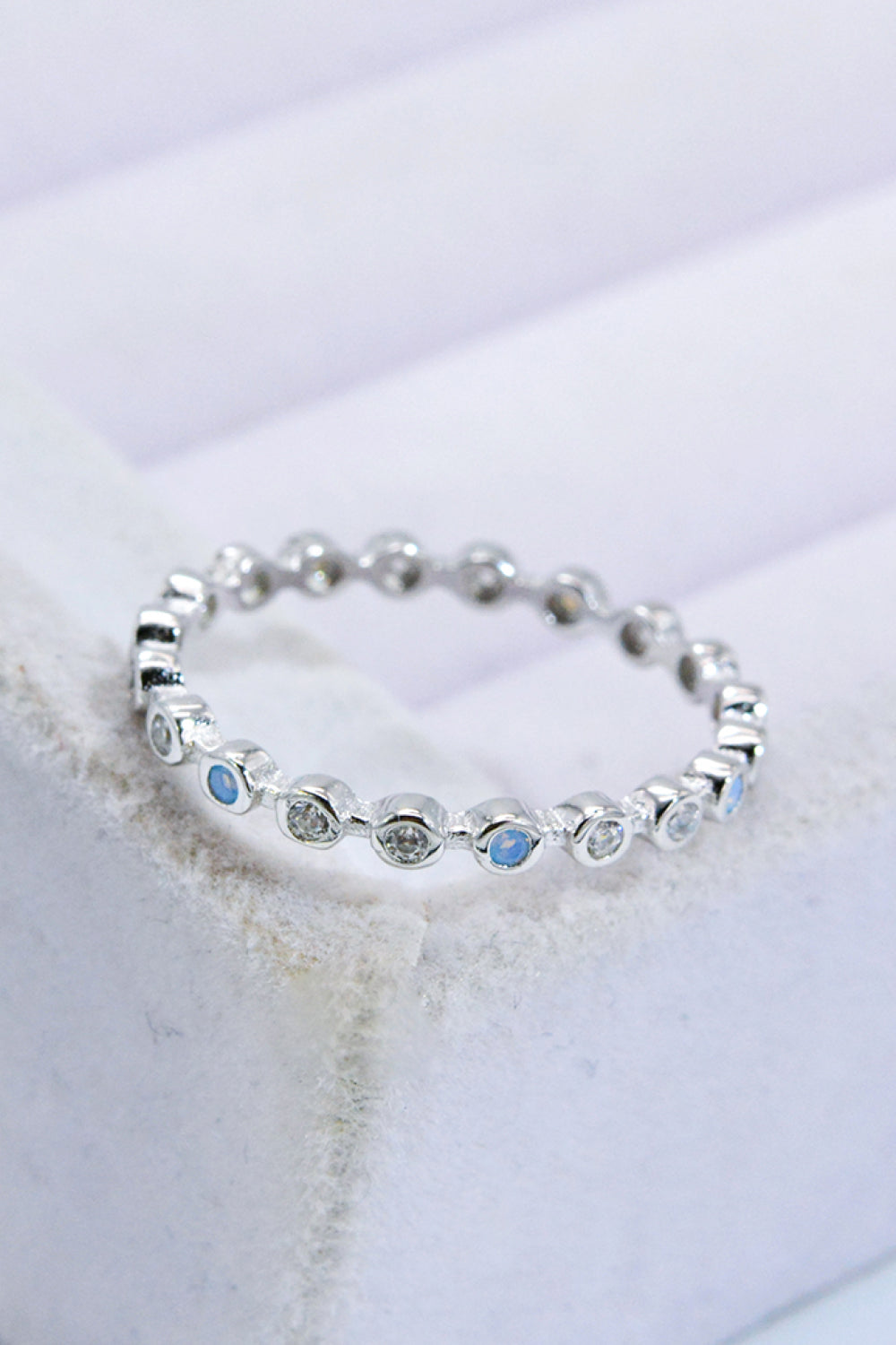 Irislight | Premierify™ 925 Bezel-Set Opal & Zircon Eternity Ring