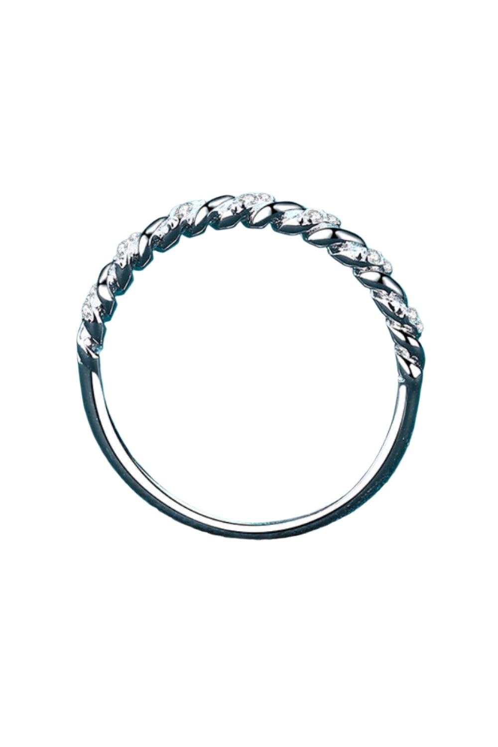 Premierify Ring-Luxe Half-Eternity Moissanite Band – Rhodium Radiance