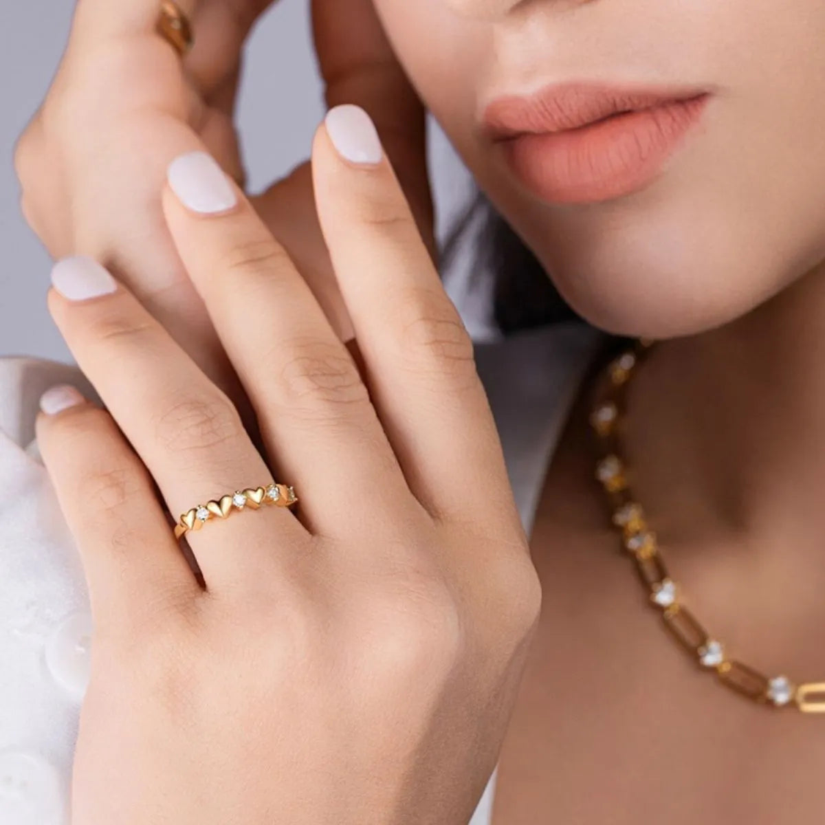 Lovelinked | 18K Gold Heart & Moissanite Ring in Premierify™ 925