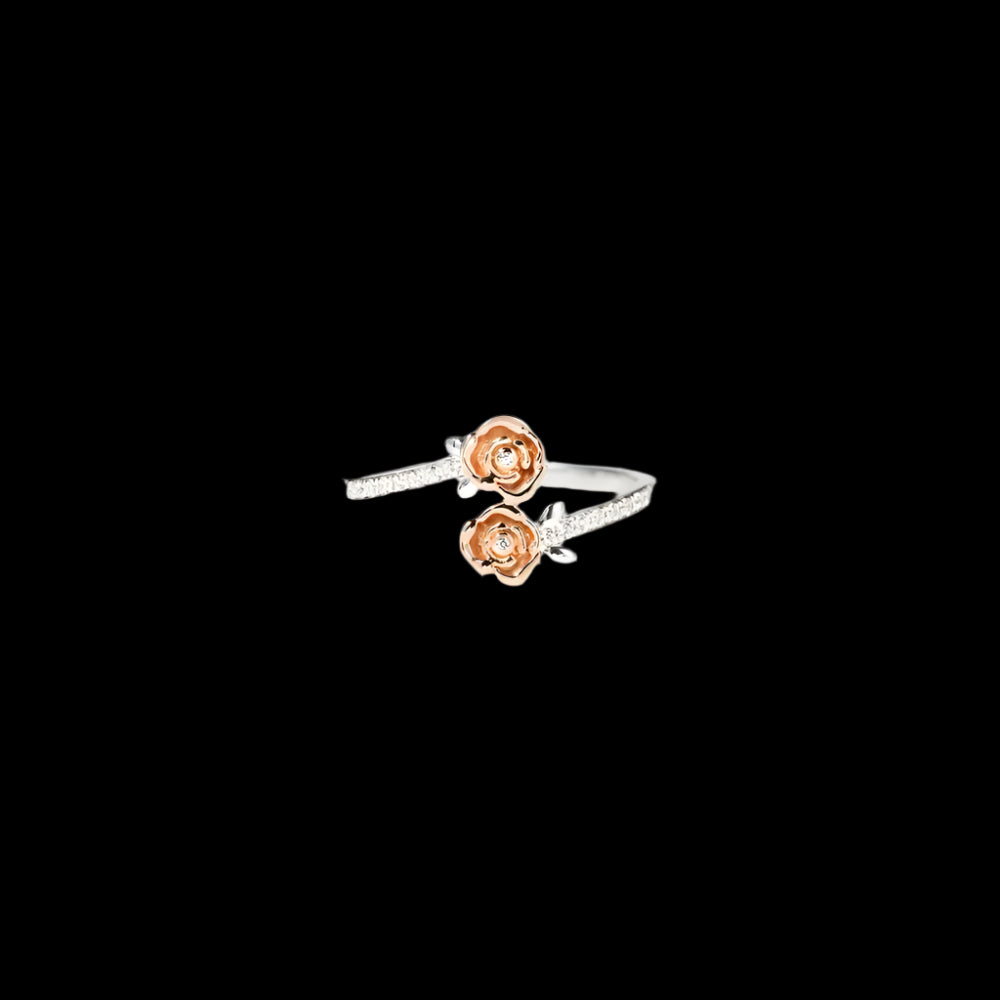 Premierify Ring – Rose Bloom Bypass | Elegant Inlaid Zircon Curve