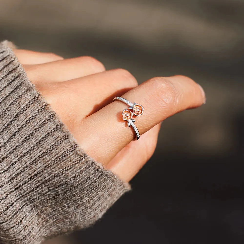Premierify Ring – Rose Bloom Bypass | Elegant Inlaid Zircon Curve