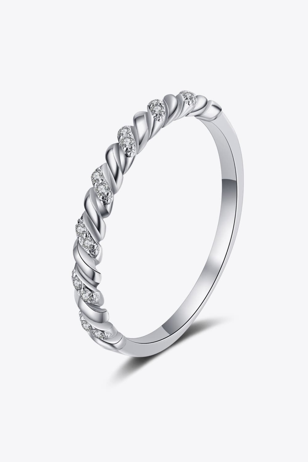 Premierify Ring-Luxe Half-Eternity Moissanite Band – Rhodium Radiance
