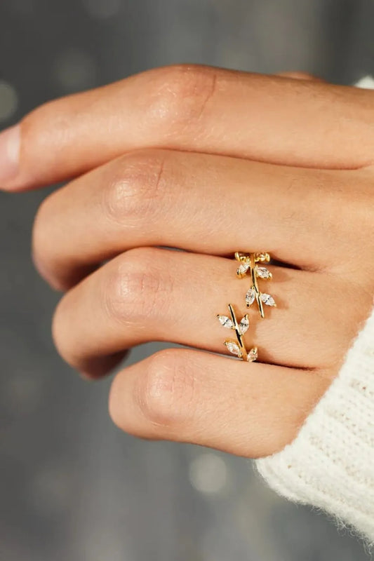 Premierify Ring – Willow Whisper | Leaf-Inspired Open Band in 925 Sterling Silver