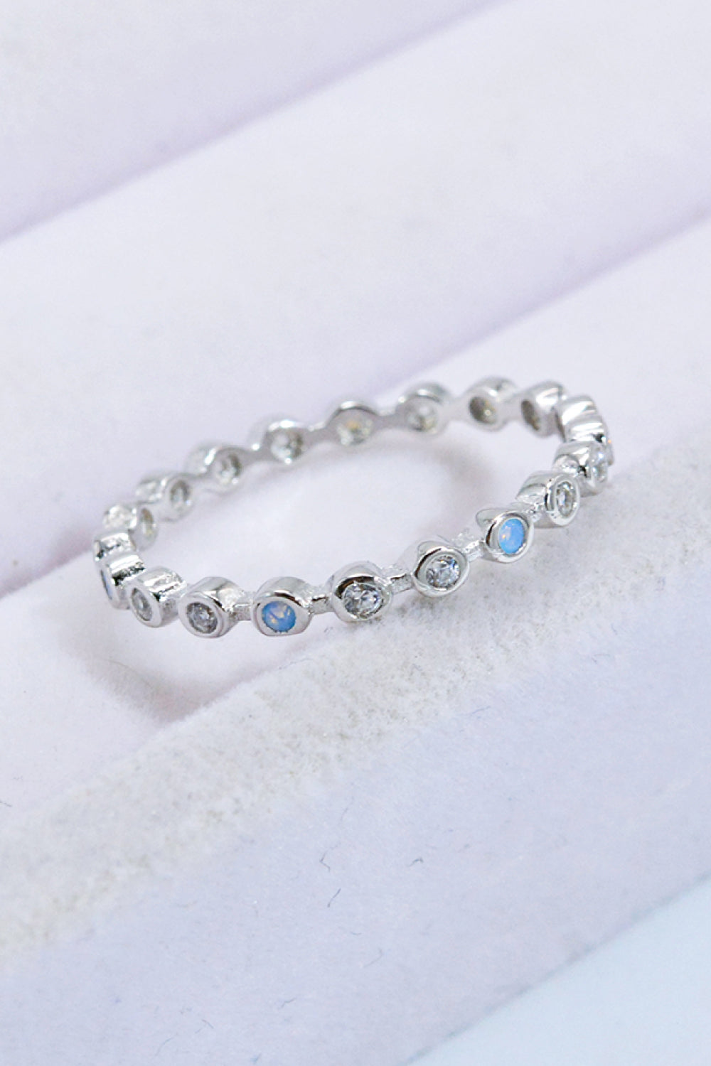 Irislight | Premierify™ 925 Bezel-Set Opal & Zircon Eternity Ring