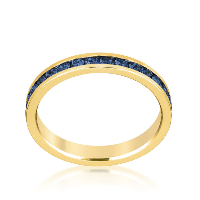 Premierify Ring – Sapphire Dusk | Montana Blue Crystal Stackable Ring (Gold)