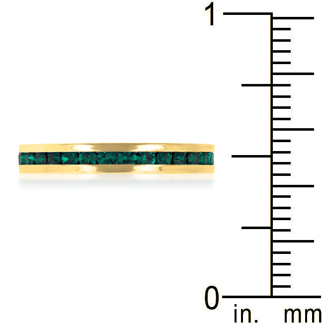Premierify Ring – Eternal Green | Eternity Crystal Stackable Ring (Gold)