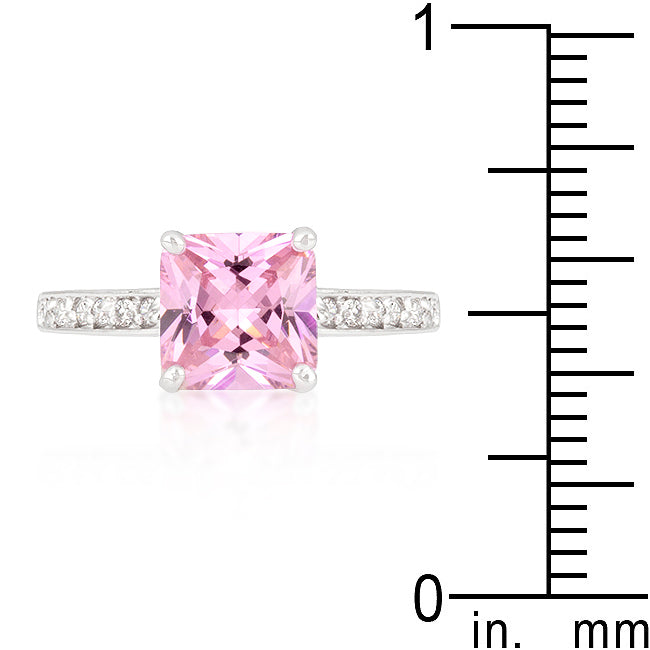 Premierify Ring – Aurora Rose Princess Cut Pink 2.2 Ct. CZ Cocktail Ring
