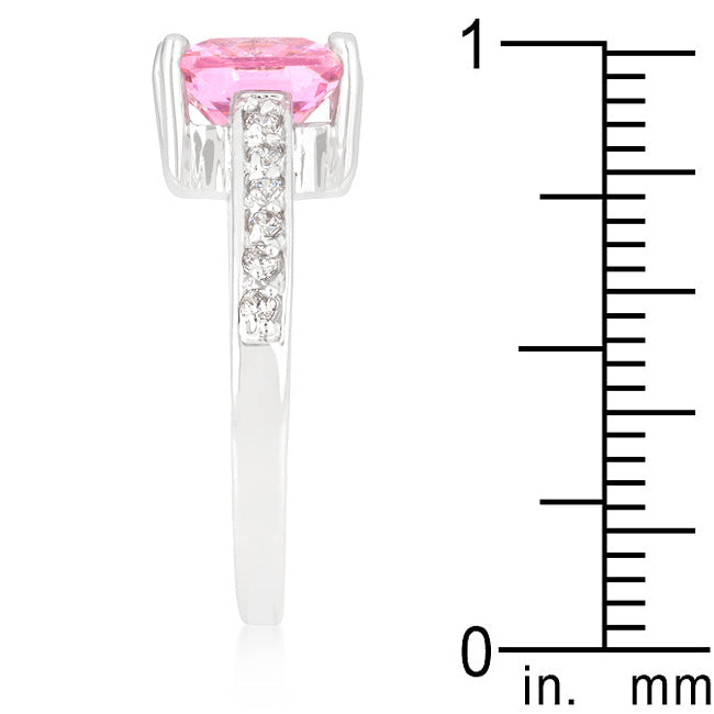 Premierify Ring – Aurora Rose Princess Cut Pink 2.2 Ct. CZ Cocktail Ring