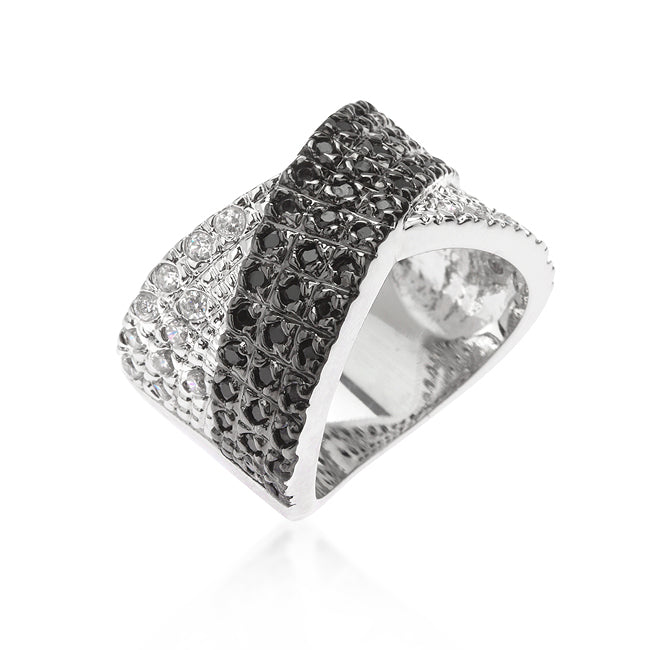 18k Cross Pattern Cocktail Ring 1.48 Ct. CZ