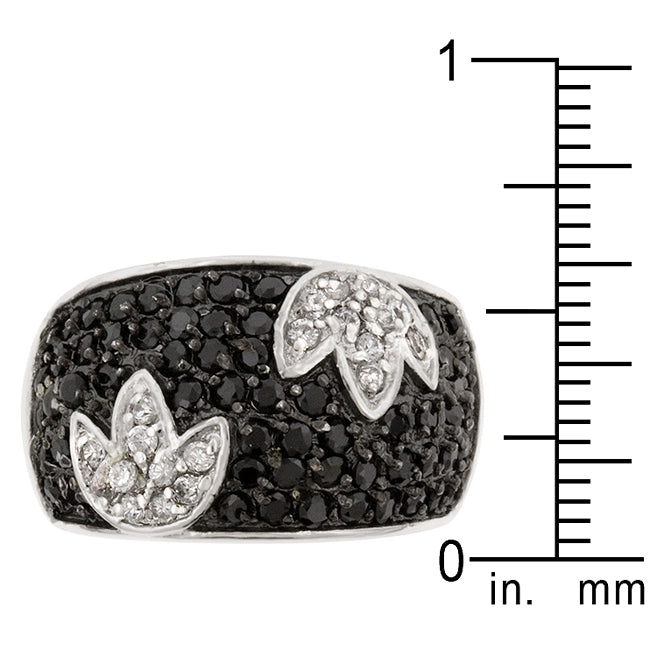 Premierify Ring – Noir Bloom Black & White Tulip CZ Ring