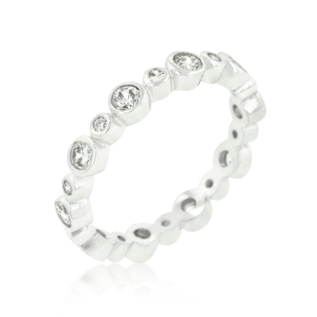 Alternating Bezel Linked CZ and Onyx Eternity Band