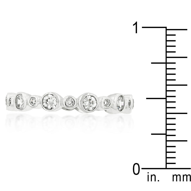 Alternating Bezel Linked CZ and Onyx Eternity Band