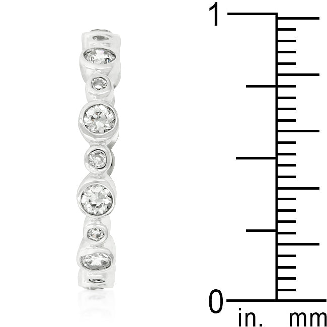 Alternating Bezel Linked CZ and Onyx Eternity Band