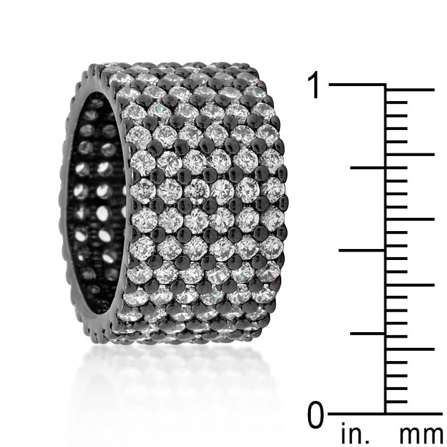Premierify Ring – Noir Shine Wide Hematite 2.9 Ct. CZ Pave Cocktail Ring