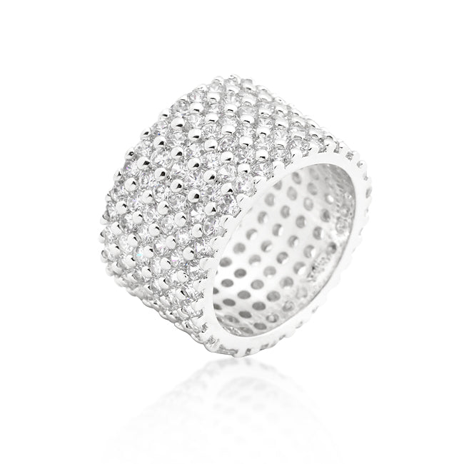 Premierify Ring – Diamond Shield | Wide Pave Rhodium CZ Cocktail Ring