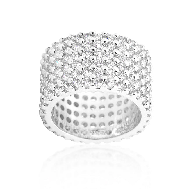 Premierify Ring – Diamond Shield | Wide Pave Rhodium CZ Cocktail Ring