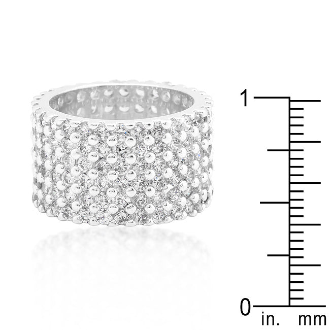 Premierify Ring – Diamond Shield | Wide Pave Rhodium CZ Cocktail Ring