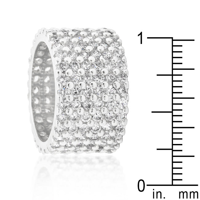 Premierify Ring – Diamond Shield | Wide Pave Rhodium CZ Cocktail Ring