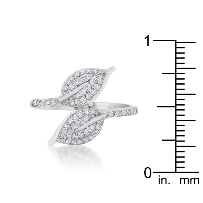 Liana Rhodium Leaf Cocktail Ring