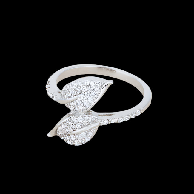 Liana Rhodium Leaf Cocktail Ring