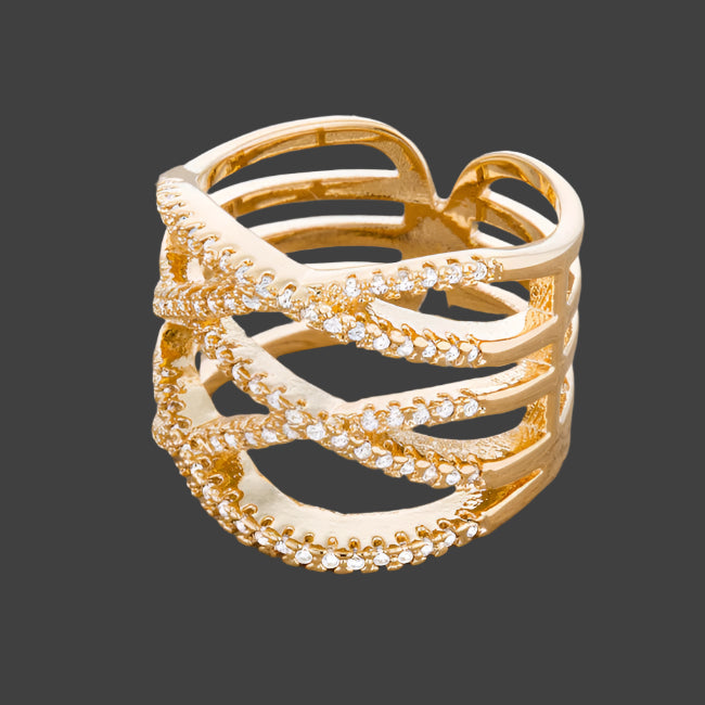 Premierify Ring – Mandy Glow 14k Gold Pave CZ Cocktail Ring