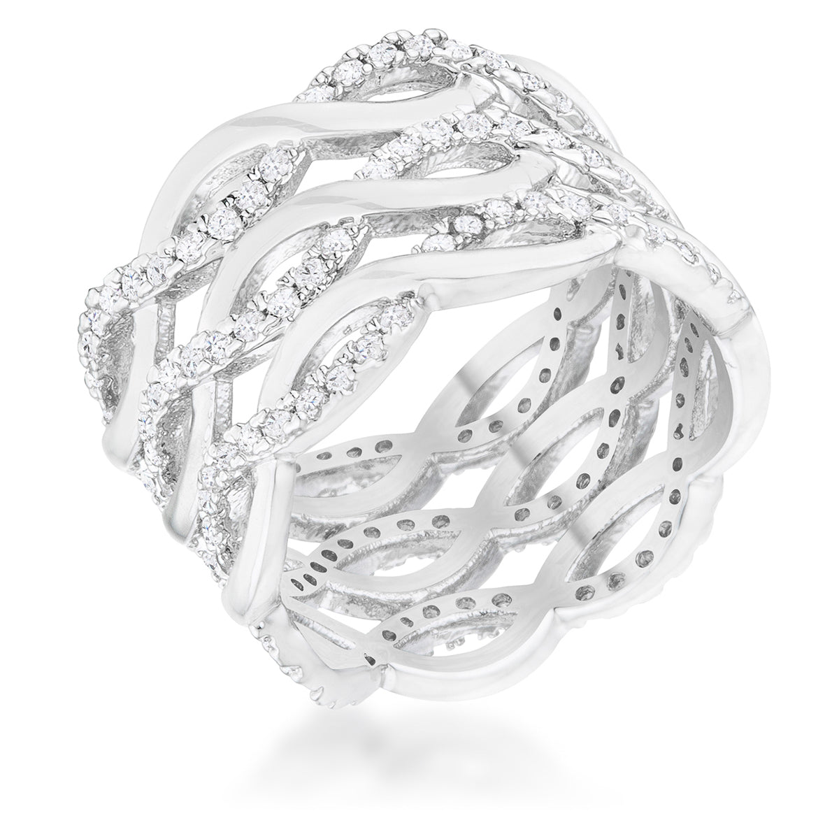 Twistline .88 Ct. CZ Rhodium Cocktail Ring