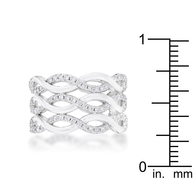 Twistline .88 Ct. CZ Rhodium Cocktail Ring