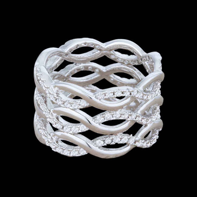 twistline .88 Ct. CZ Rhodium Cocktail Ring