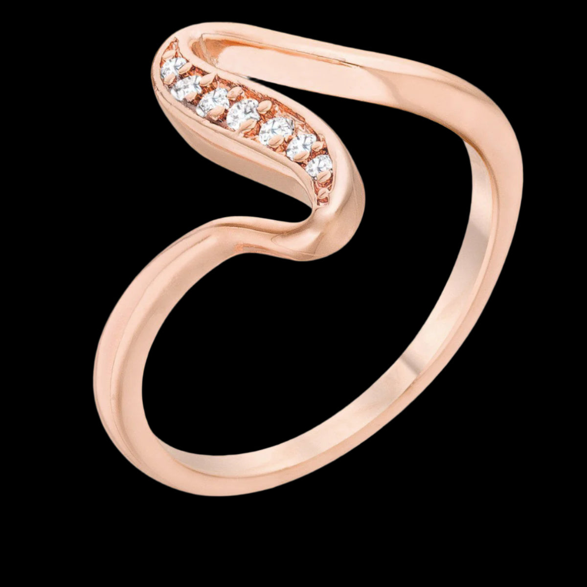 Premierify Ring – Sheryl Wave .07 Ct. CZ 14k Rose Gold Ring