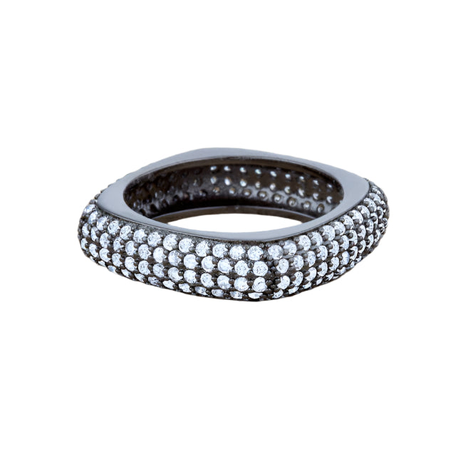 Jana Stone Ring – Hematite Square 1.1 Ct. CZ Band Ring | Premierify Jewelry