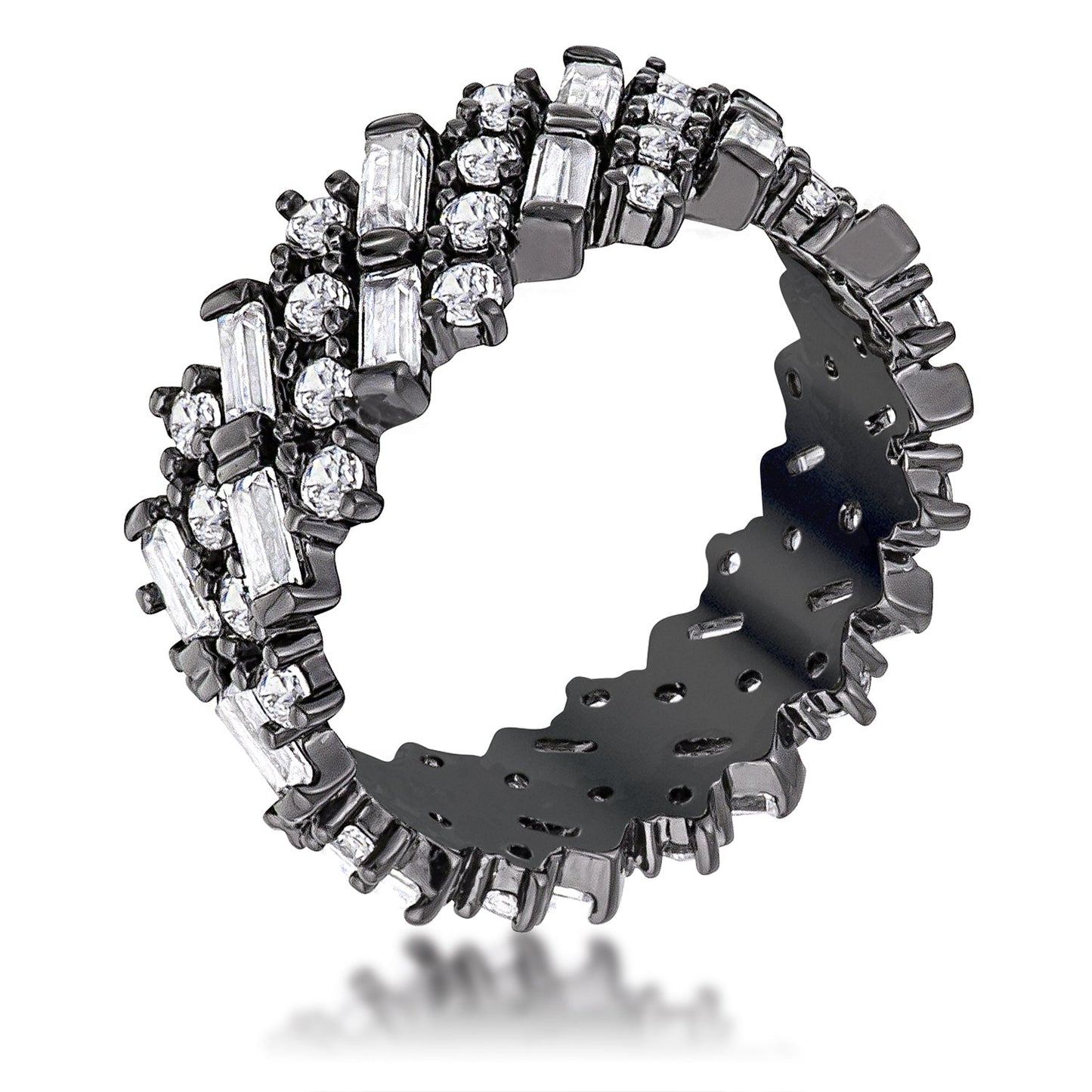 Eclipse Edge Hematite Eternity Band-Premierify Ring