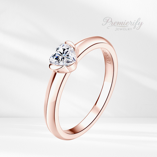Ariel Ring .5Ct. Heart-Cut Moissanite in 925 Sterling in Rose Gold Plating