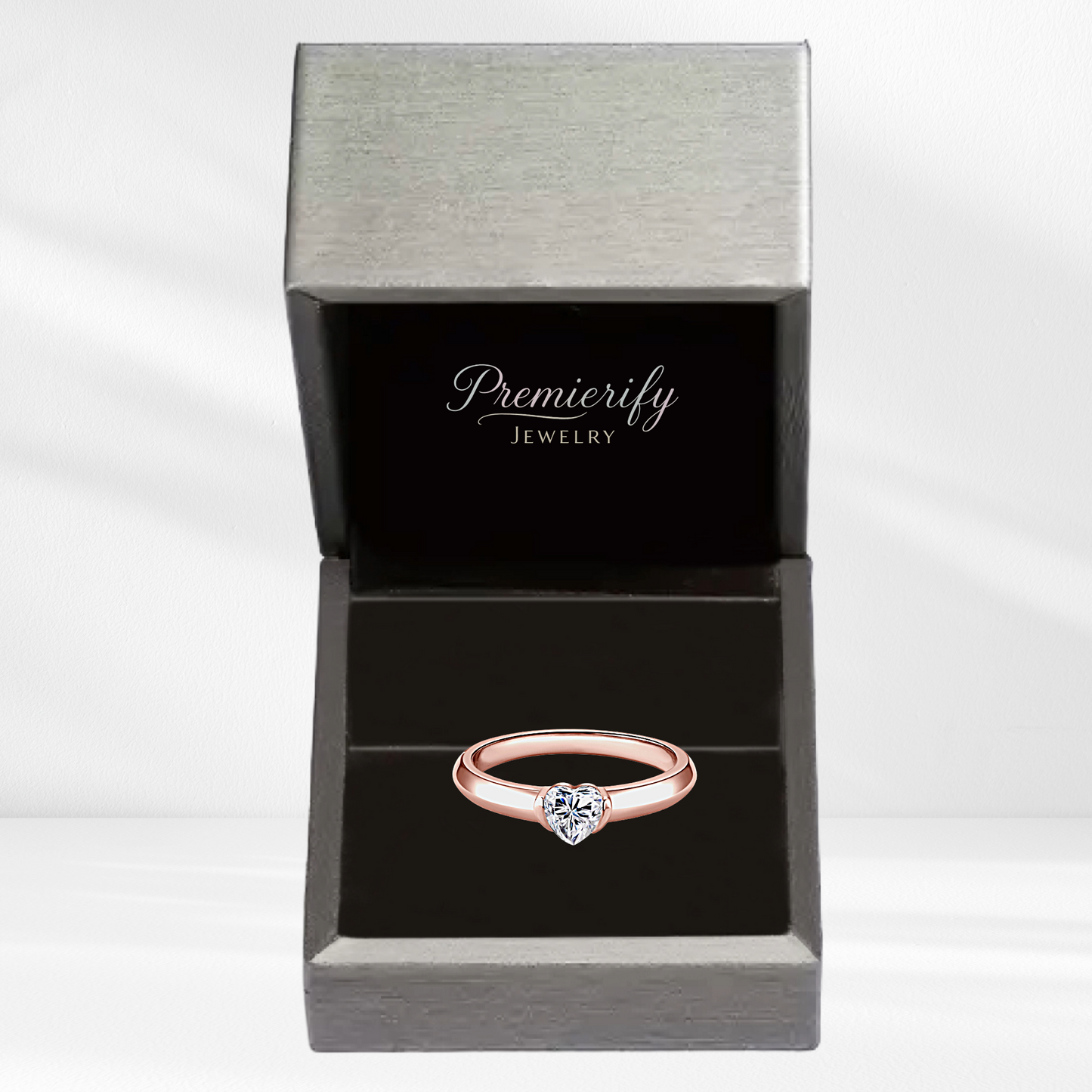 Ariel Ring .5Ct. Heart-Cut Moissanite in 925 Sterling in Rose Gold Plating