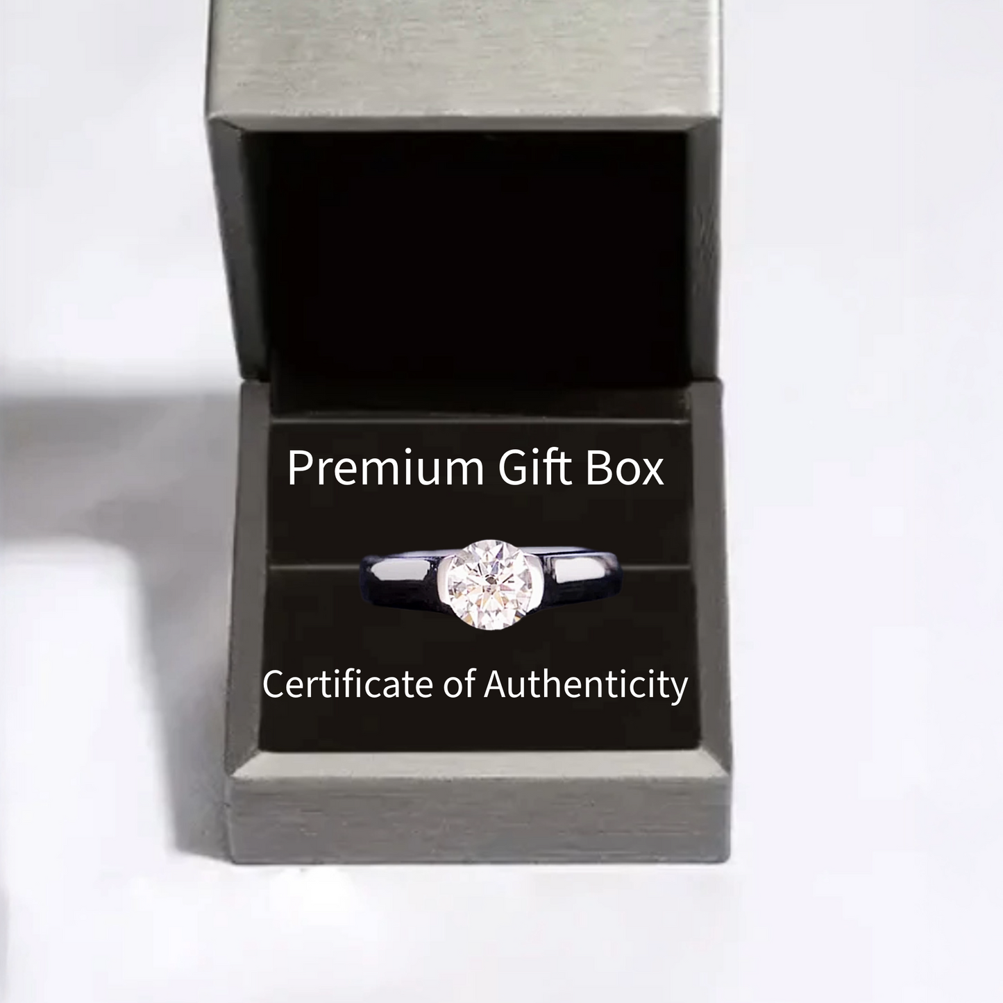 Axisline™ 1.5 Carat Moissanite Bezel Set 925 Silver Platium Plated Ring