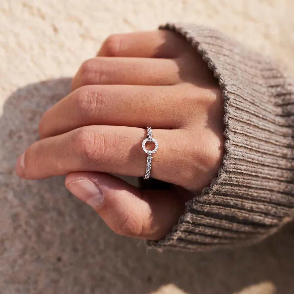 Premierify Ring – Sterling Inlay Shine | Minimalist CZ Band