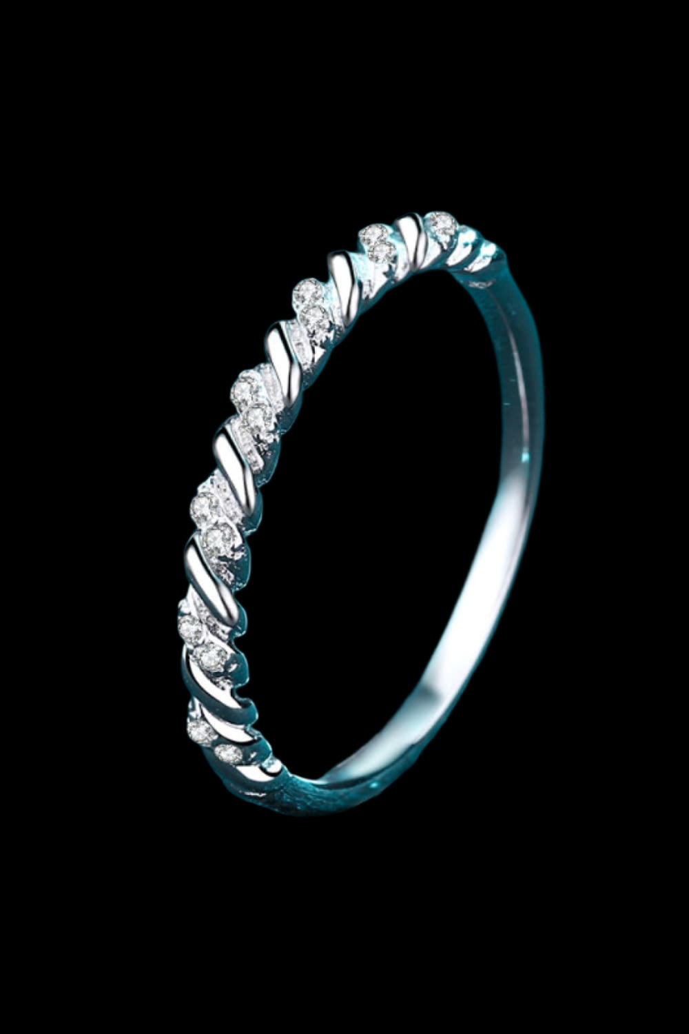 Premierify Ring-Luxe Half-Eternity Moissanite Band – Rhodium Radiance