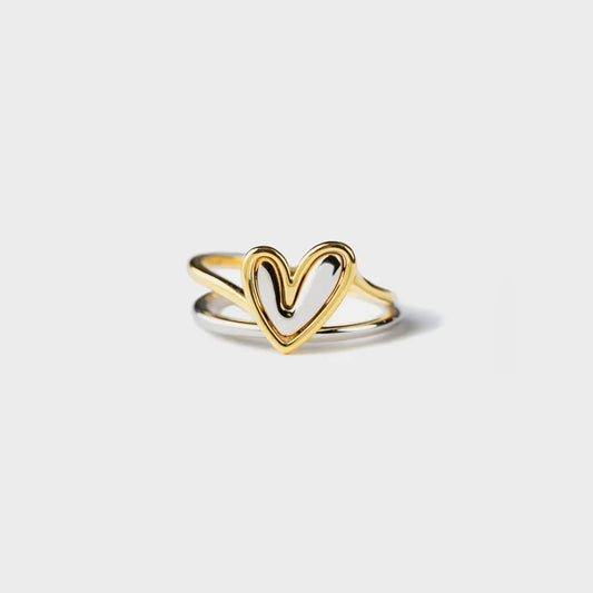 Vibe Heart™ asymmetric open-heart double-band ring in 925 sterling silver.