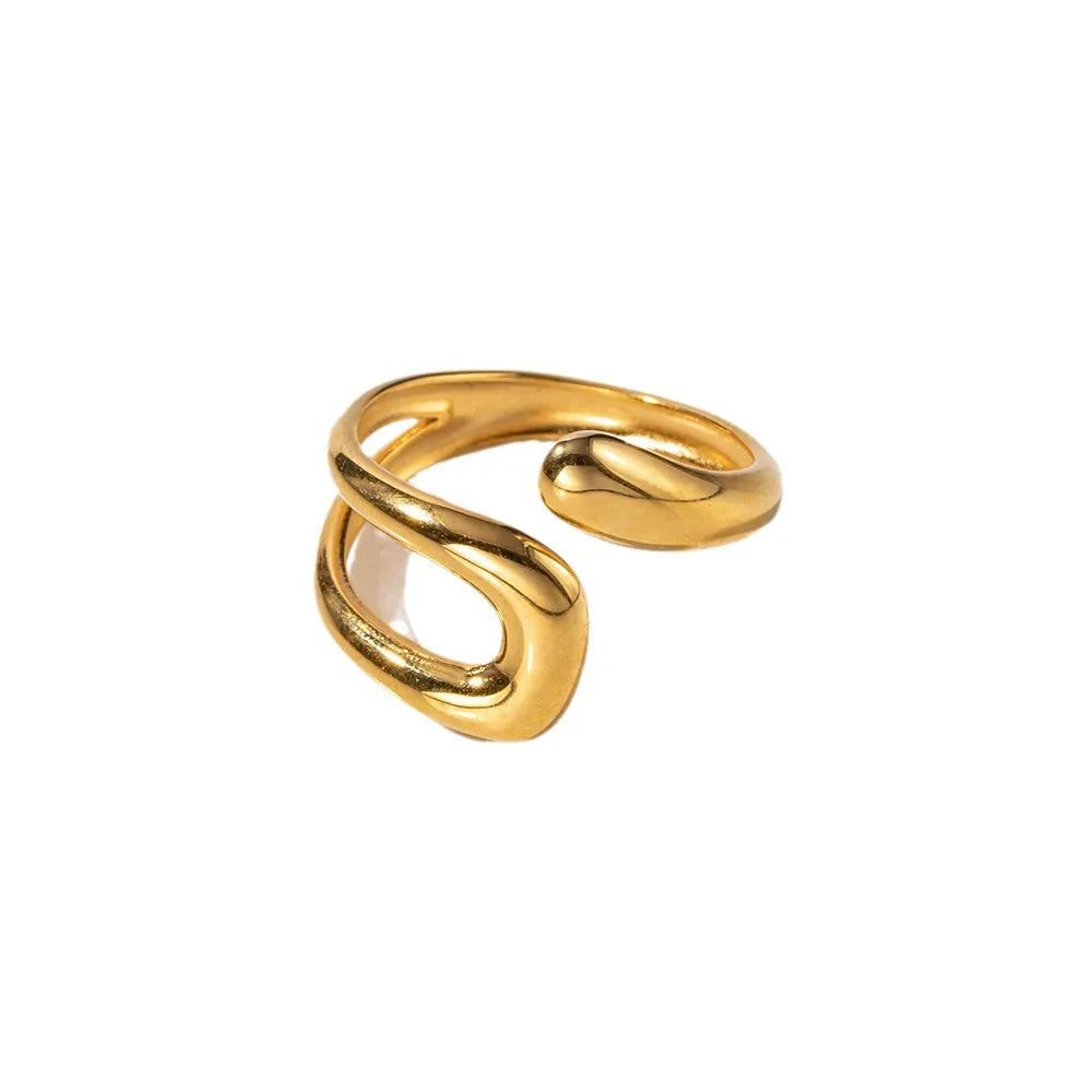 Premierify Ring – Twisted Gleam | 18K Gold-Plated Open Geometric Band