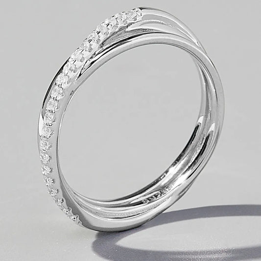 Premierify™ 925 Silver Radiance sterling silver band with zircon accents
