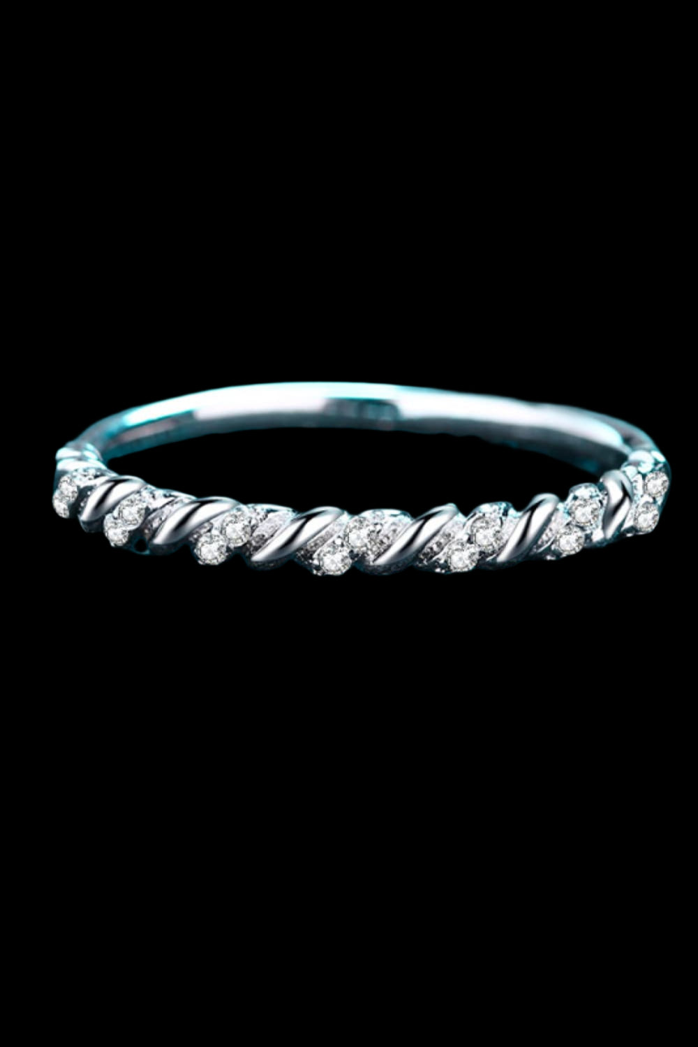 Premierify Ring-Luxe Half-Eternity Moissanite Band – Rhodium Radiance
