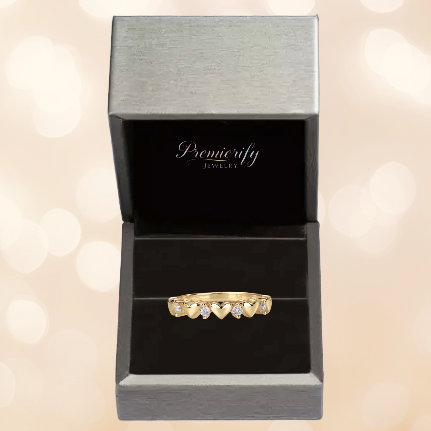 Lovelinked™ 18k Gold Plated Sterling Silver Moissanite Heart Ring