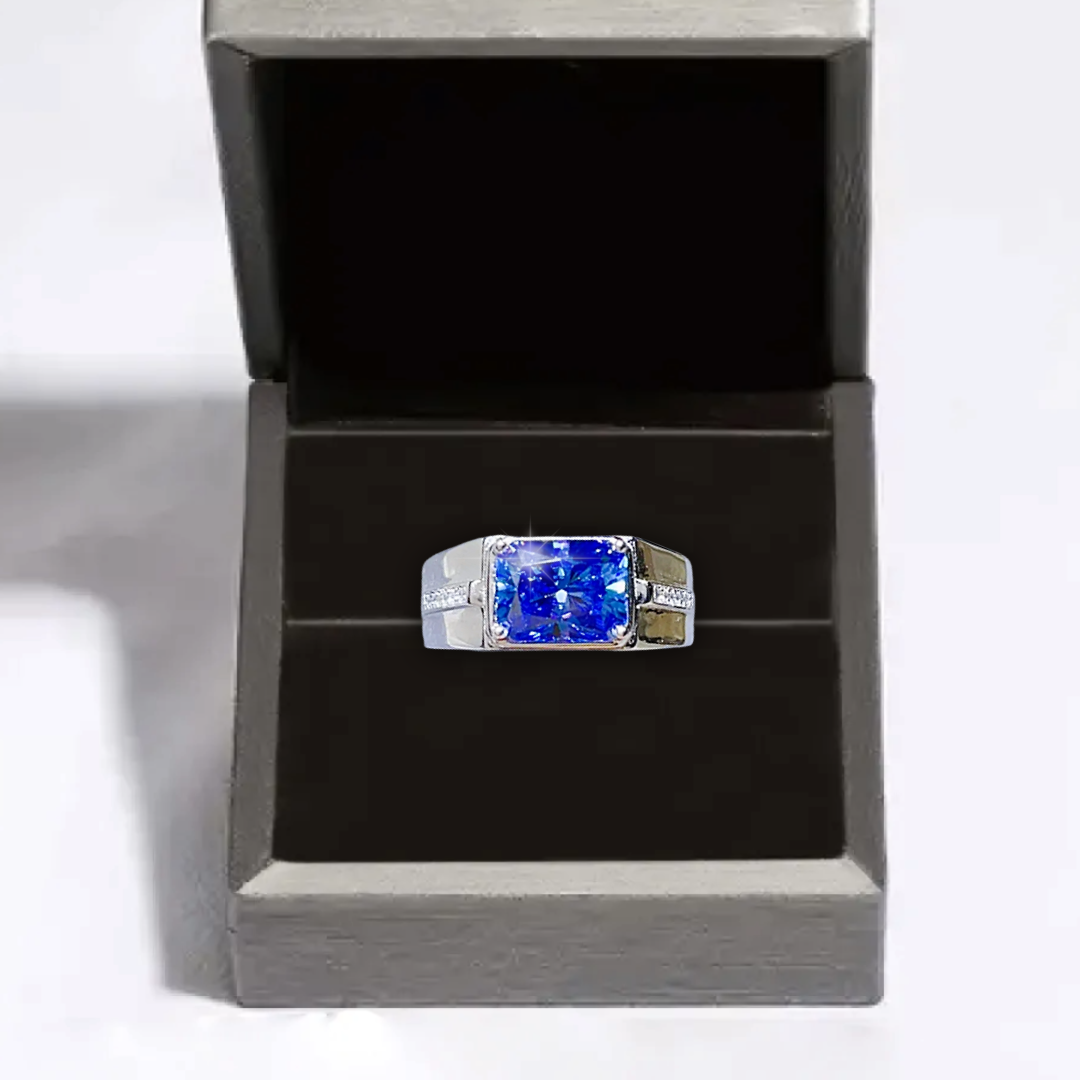 Premierify™ Lume Bleu Platimum Plated 2 Ct.Moissanite Statement Ring