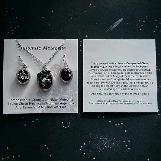 Small Teardrop Meteorite – Silver Cosmic Pendant Necklace