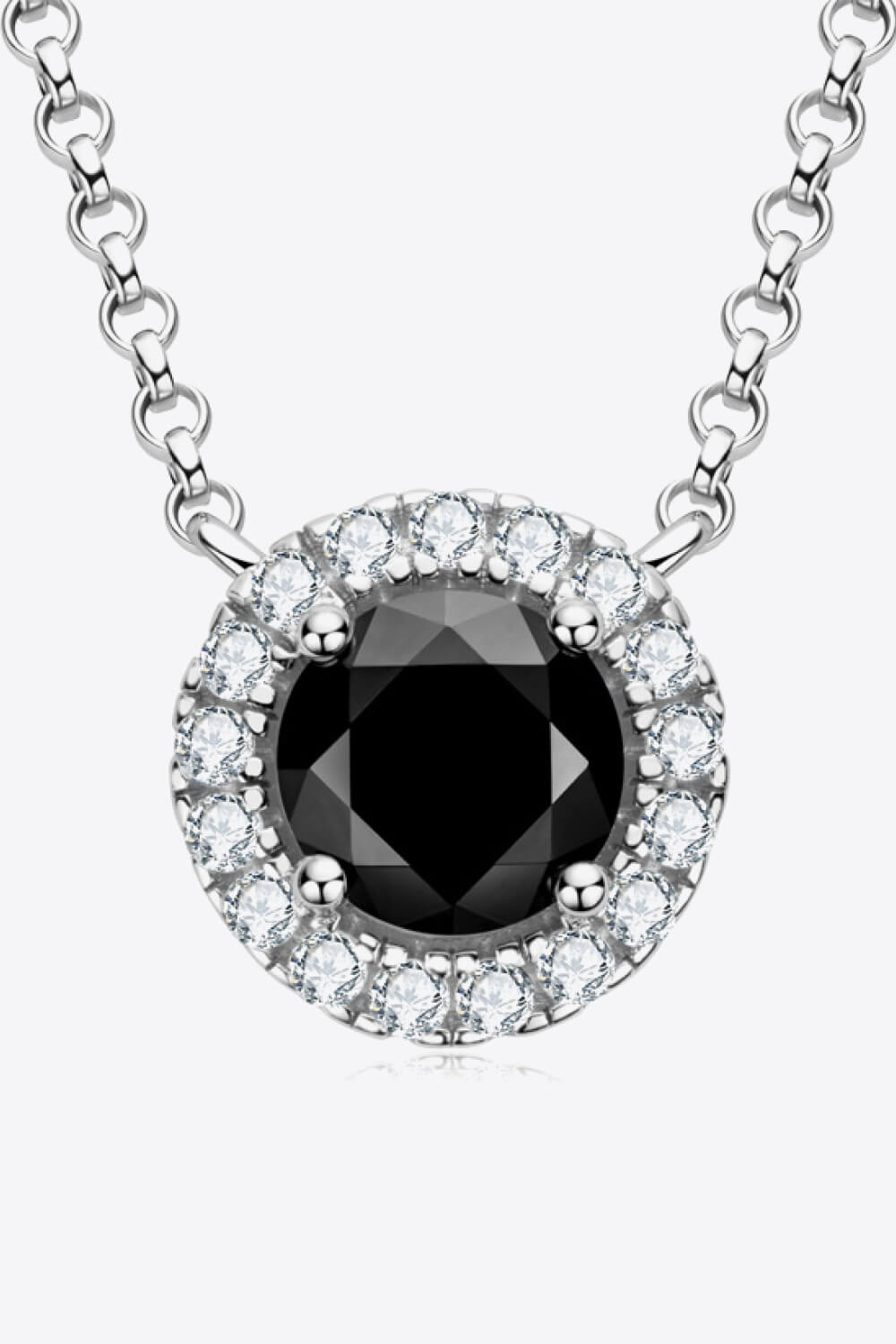 Premierify™ Pendants black moissanite halo pendant on white background.