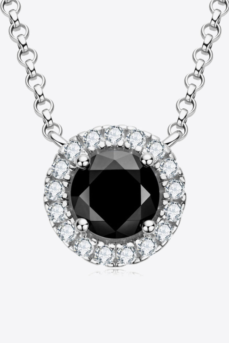 Premierify™ Pendants black moissanite halo pendant on white background.