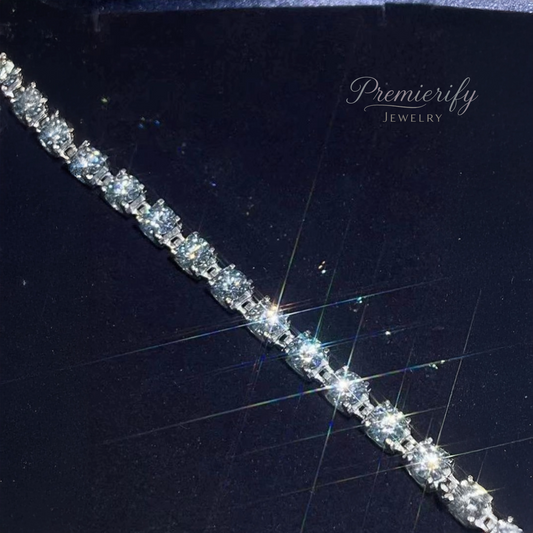 Diamond bracelet on a dark background with 'Premierify Jewelry' branding.