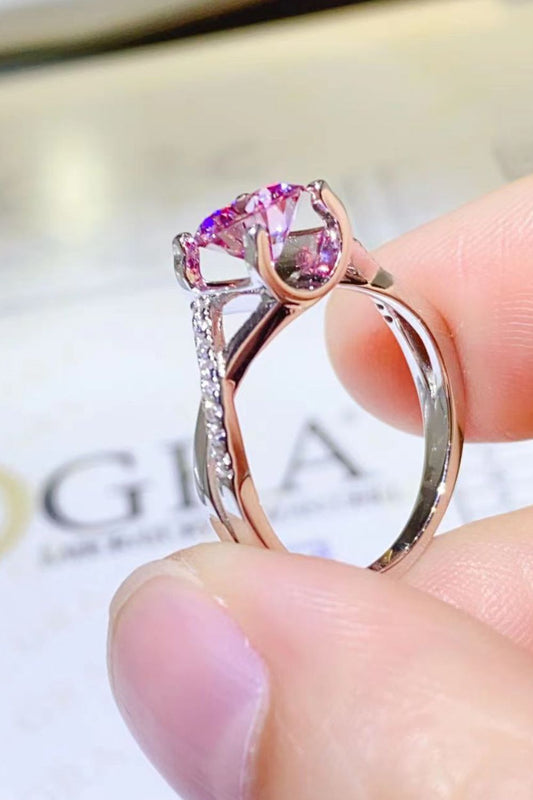 Premierify Fuchsia Glow Ring – 1 Carat Pink Moissanite Statement Ring