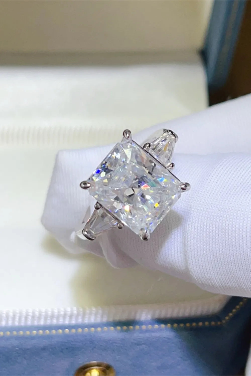 Auridora | 5‑Carat Radiant Moissanite Ring in Platinum‑Plated