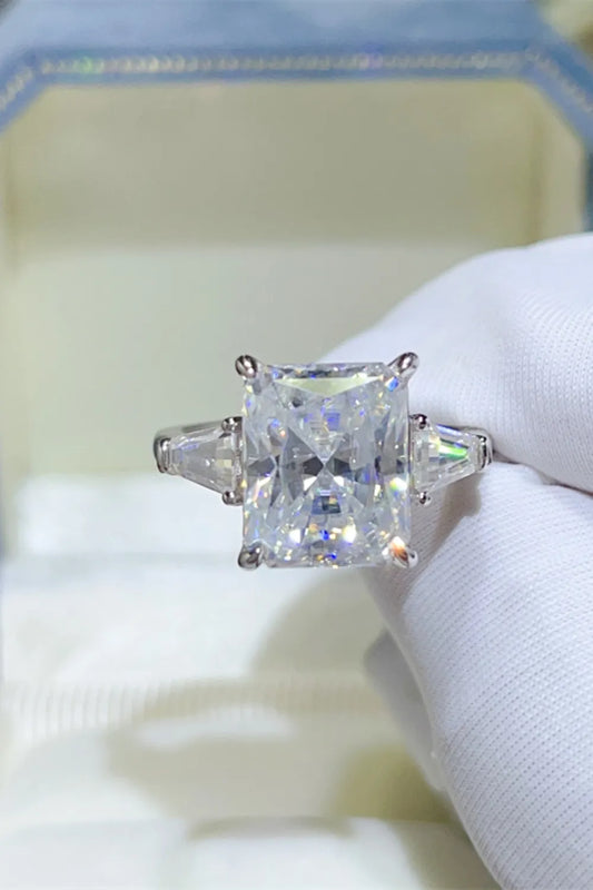 Auridora | 5‑Carat Radiant Moissanite Ring in Platinum‑Plated