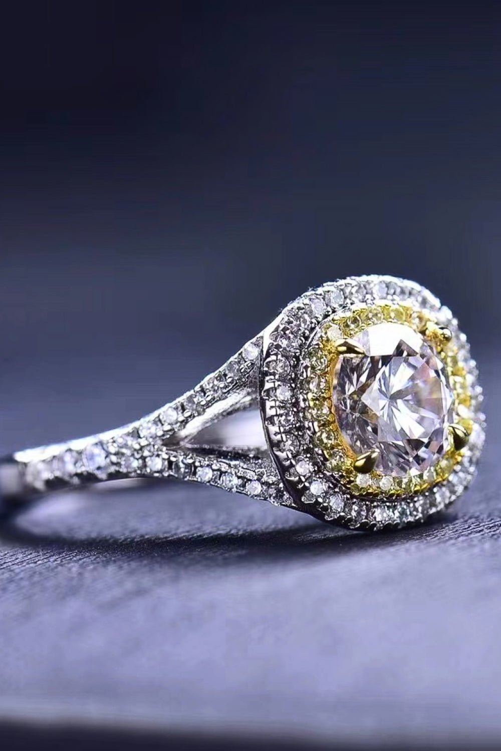 Starglow | Premierify™ 925 Two-Tone Halo Moissanite Ring